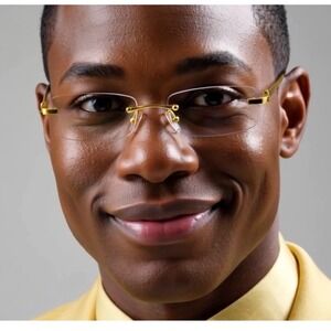 Sunglasses Gold Frame Rimless Stylish Hip Hop Designer Square Clear Lens Glasses